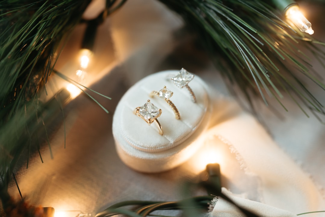 A white box sitting on top of a christmas tree