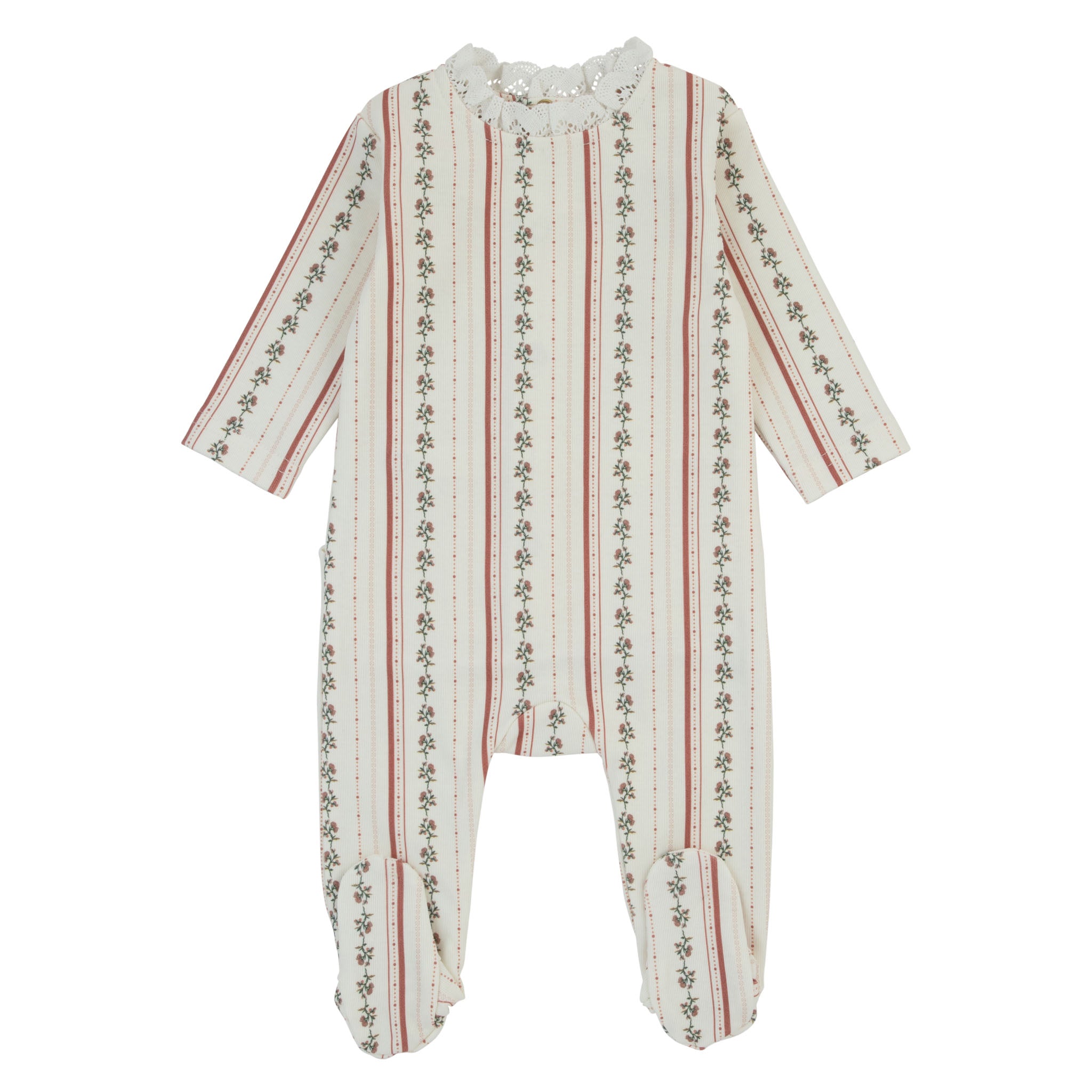 Flower Stripes - Footie (Girls)