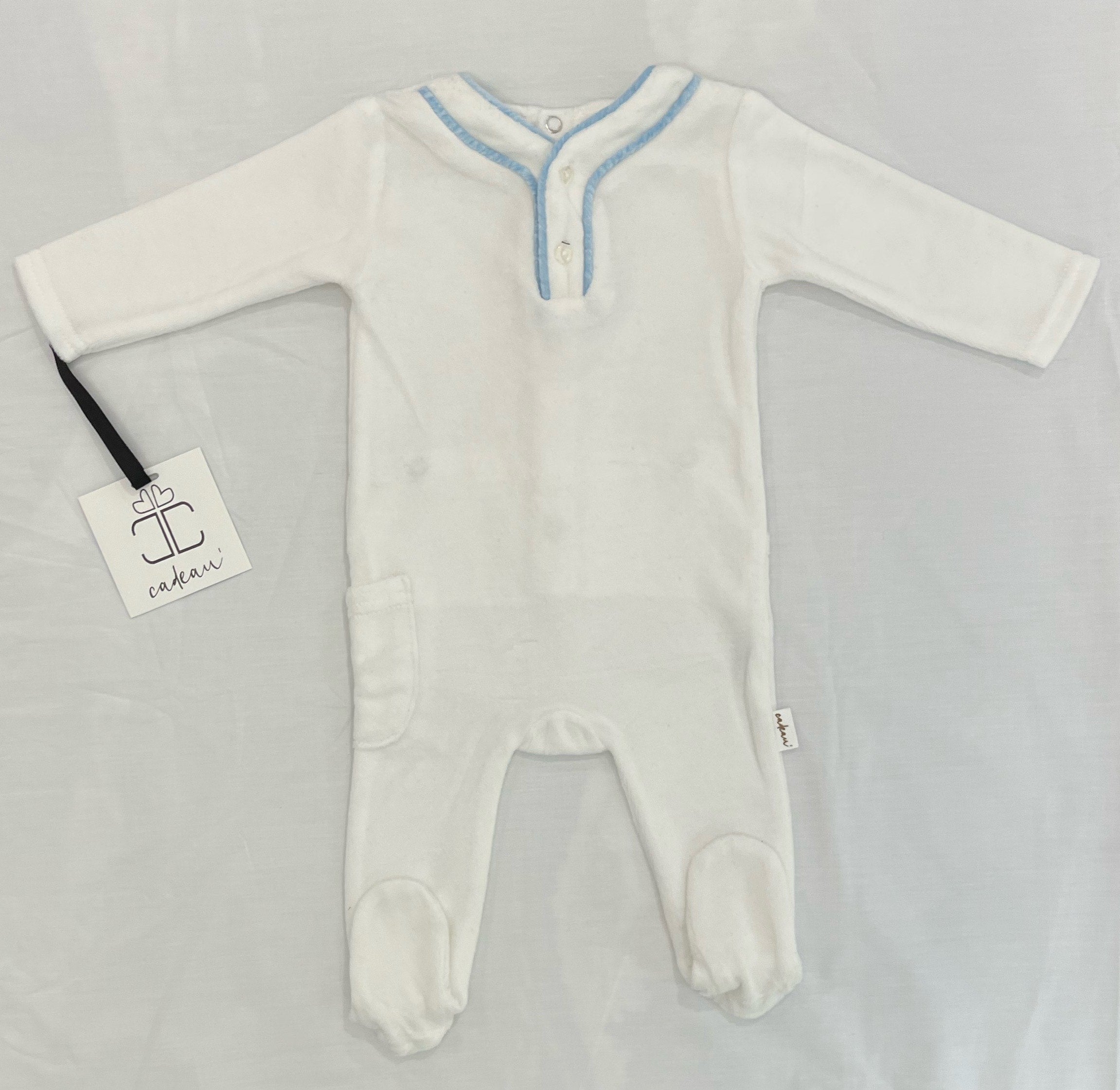 Velour Trimmed Footie & Hat